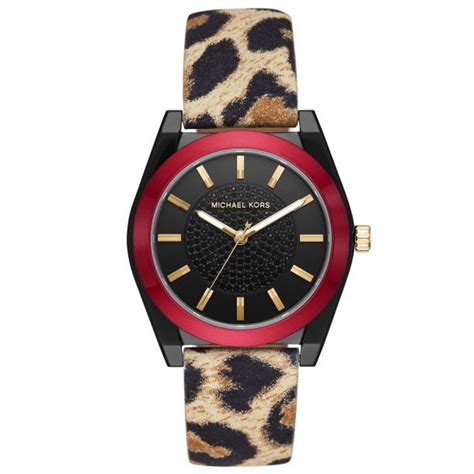 michael kors channing leopard-print leather watch|Ladies' Michael Kors Channing Leopard Print Leather .